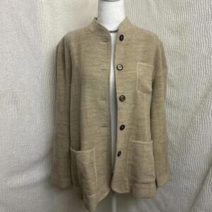 Bonnie & Norma Vintage Wool Blend Blazer M Tan Slouchy Cardigan Jacket USA